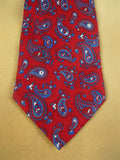26/0754 immaculate gieves & hawkes red blue paisley pattern 100% silk tie