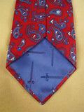 26/0754 immaculate gieves & hawkes red blue paisley pattern 100% silk tie