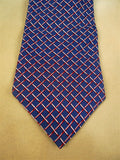 26/0749 immaculate turnbull & asser navy blue red silver 100% silk tie