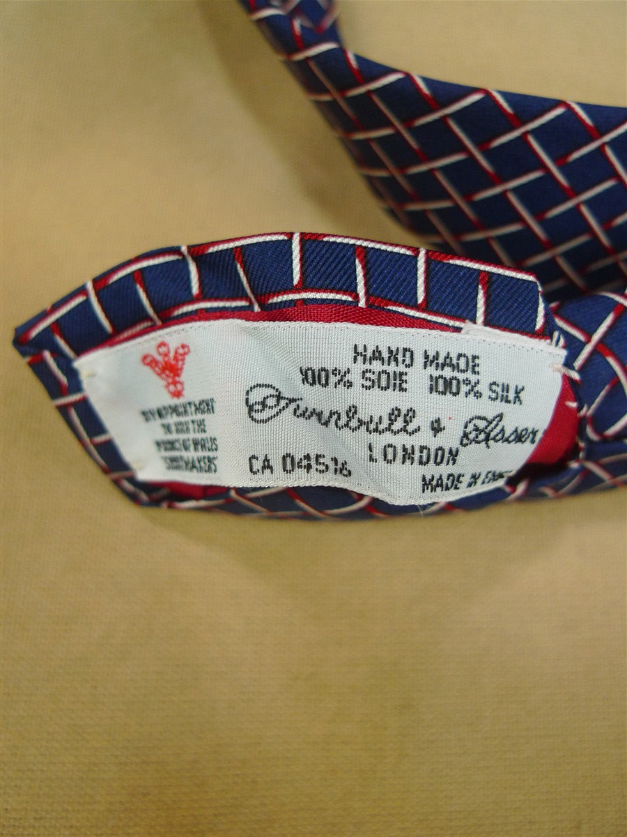 26/0749 immaculate turnbull & asser navy blue red silver 100% silk tie