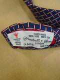 26/0749 immaculate turnbull & asser navy blue red silver 100% silk tie
