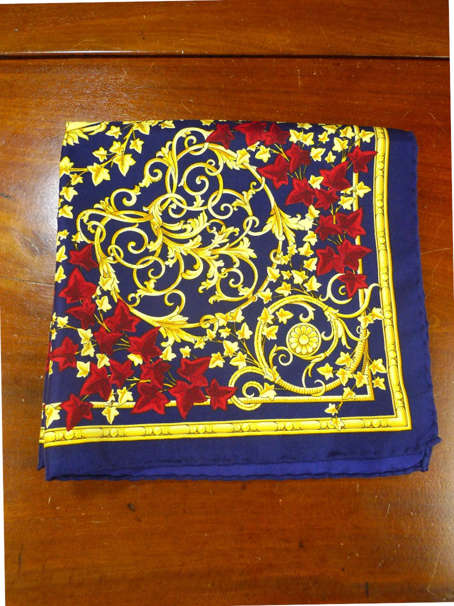 26/0745 immaculate versace gold navy blue 100% silk pocket square
