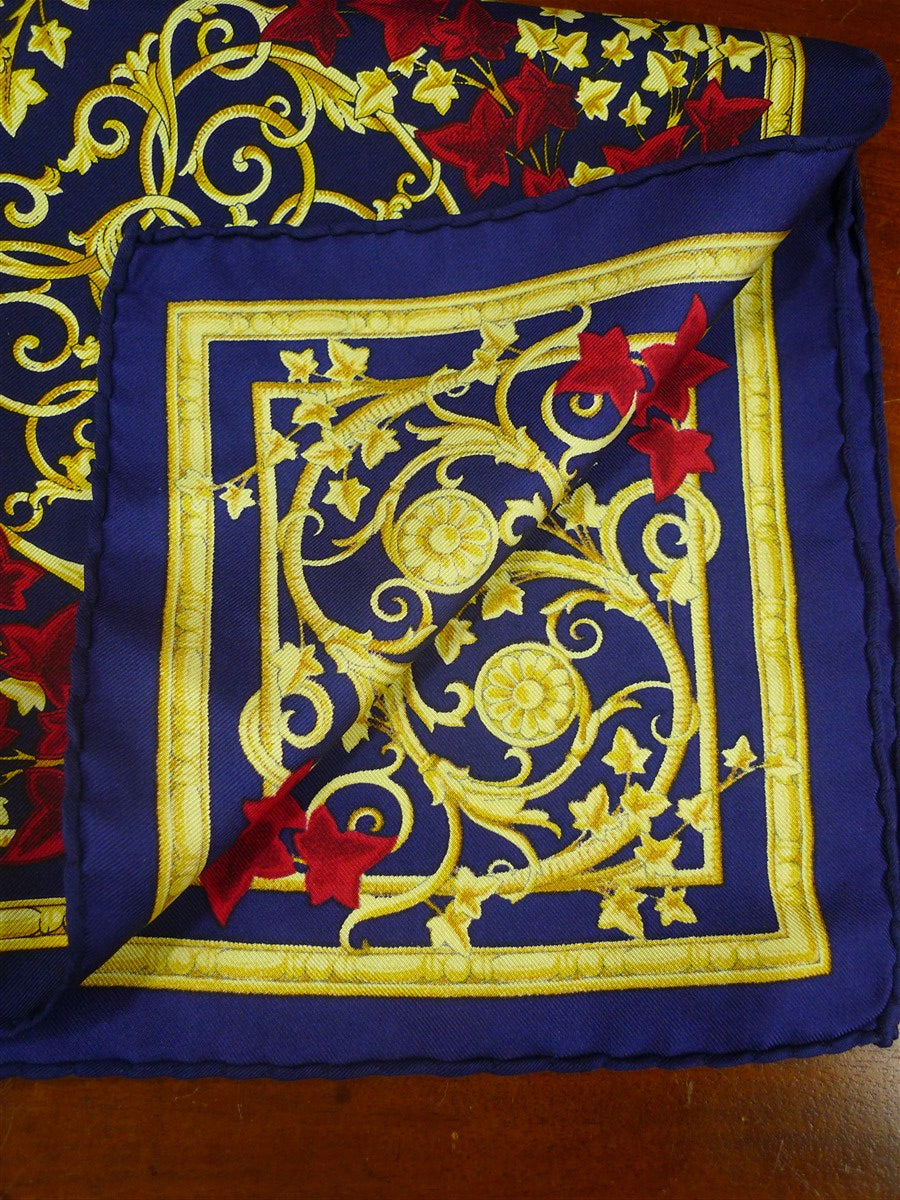 26/0745 immaculate versace gold navy blue 100% silk pocket square