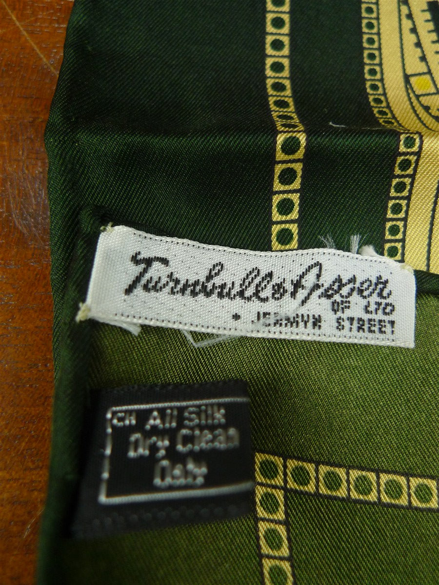 26/0741 immaculate turnbull & asser Jermyn St. green gold 100% silk pocket square