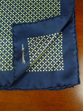 26/0742 immaculate turnbull & asser Jermyn St. navy blue yellow 100% silk pocket square