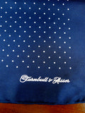 26/0738 immaculate turnbull & asser Jermyn St. navy blue polka dot 100% silk pocket square