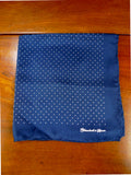 26/0738 immaculate turnbull & asser Jermyn St. navy blue polka dot 100% silk pocket square