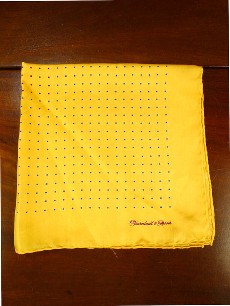 26/0736 immaculate turnbull & asser Jermyn St. yellow polka dot 100% silk pocket square