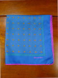 26/0740 immaculate turnbull & asser Jermyn St. blue green 100% silk pocket square