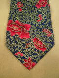 26/0768 christian dior red gold black floral design 100% silk tie