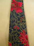 26/0768 christian dior red gold black floral design 100% silk tie