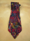 26/0781 immaculate christian dior red blue bird pattern 100% silk tie