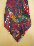 26/0781 immaculate christian dior red blue bird pattern 100% silk tie