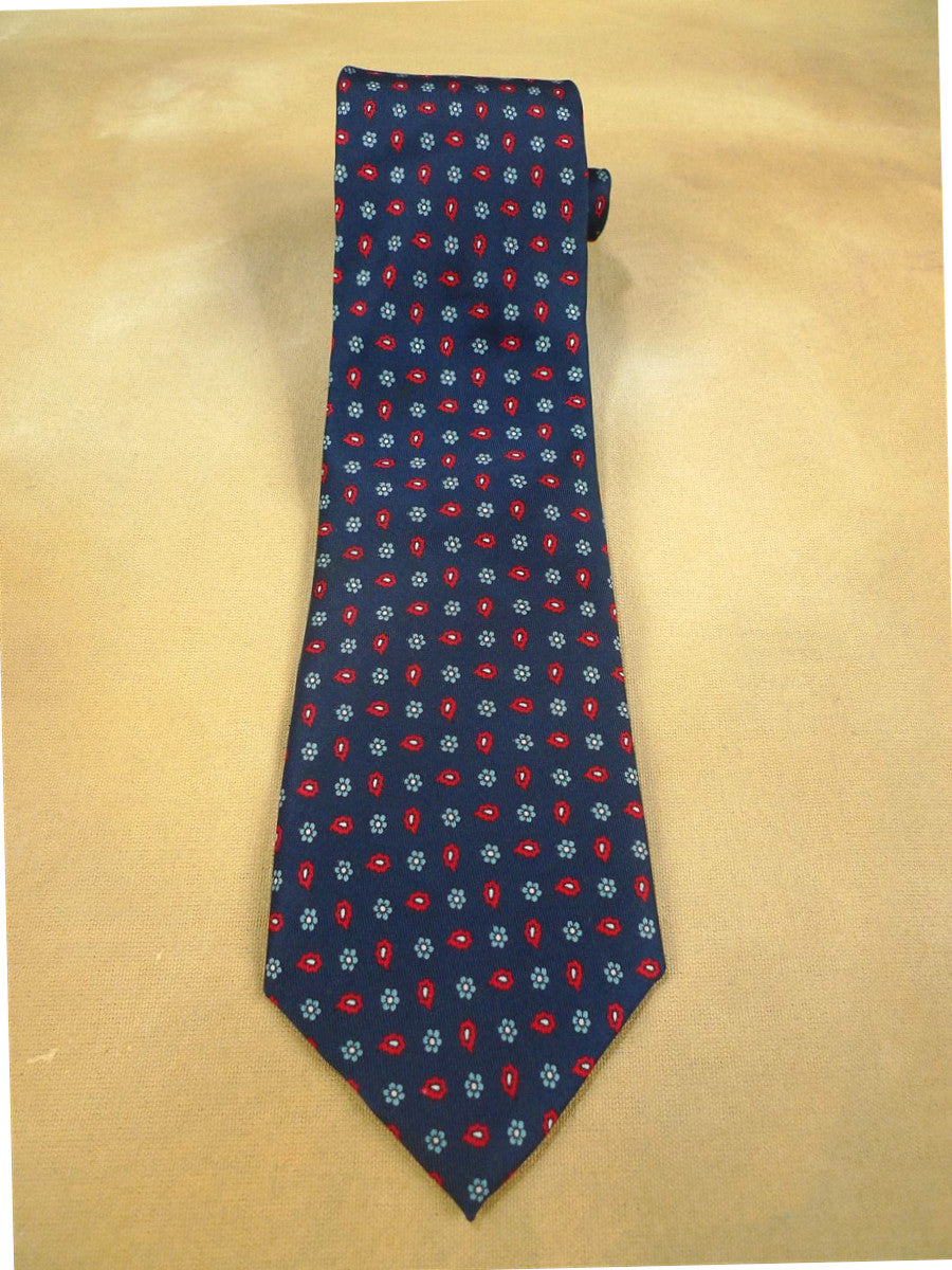 26/0748 immaculate gieves & hawkes red navy blue floral pattern 100% silk tie