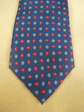 26/0748 immaculate gieves & hawkes red navy blue floral pattern 100% silk tie