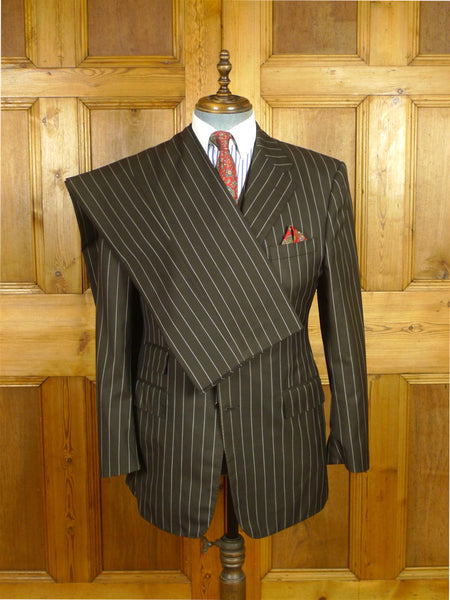 26/0758 vintage ralph lauren purple label brown wool & cashmere rope-stripe 3-piece suit 40 regular