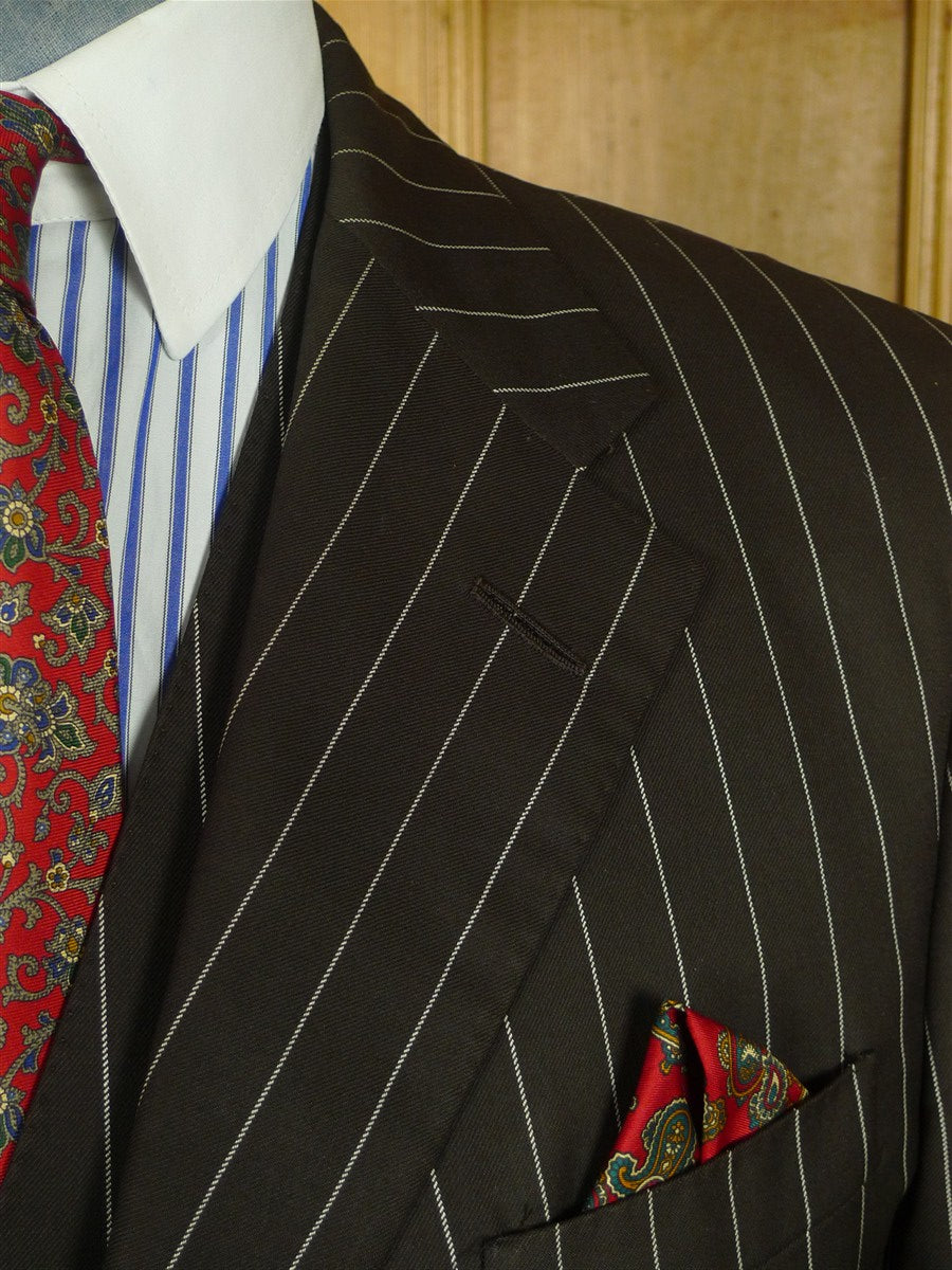 26/0758 vintage ralph lauren purple label brown wool & cashmere rope-stripe 3-piece suit 40 regular