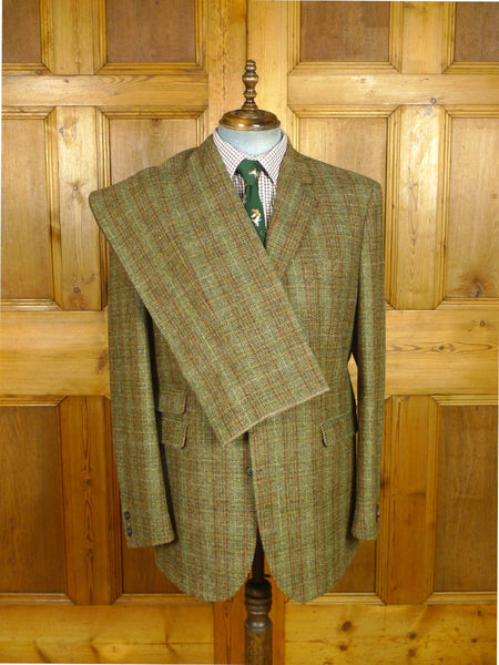 26/0757 new w/ tags & bag unworn walker slater broiwn & green check scottish tweed suit (rrp £490) 48 long