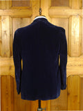 26/0761 beautiful 1950s 1960s vintage savile row bespoke blue velvet d/b shawl dinner / smoking jacket 40 short
