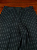 26/0760 immaculate crombie black worsted flannel chalk-stripe suit 40 short