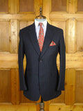 26/0762 immaculate crombie navy / royal blue chalk-stripe worsted flannel suit w/ red lining 39-40 regular