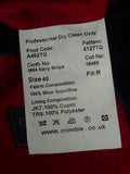 26/0762 immaculate crombie navy / royal blue chalk-stripe worsted flannel suit w/ red lining 39-40 regular