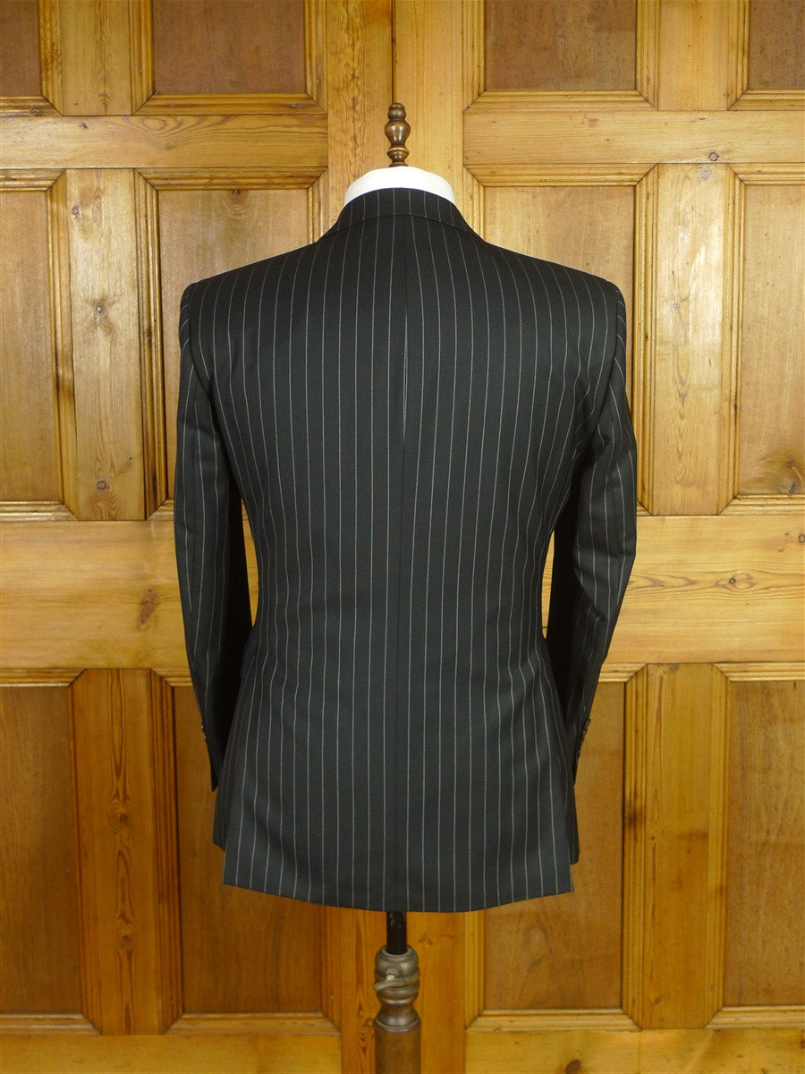 26/0763 immaculate chester barrie black 3-piece pin-stripe wool suit 40 short