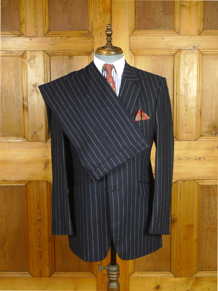 26/0775 near immaculate crombie navy blue chalk-stripe worsted flannel suit 38-39 regular