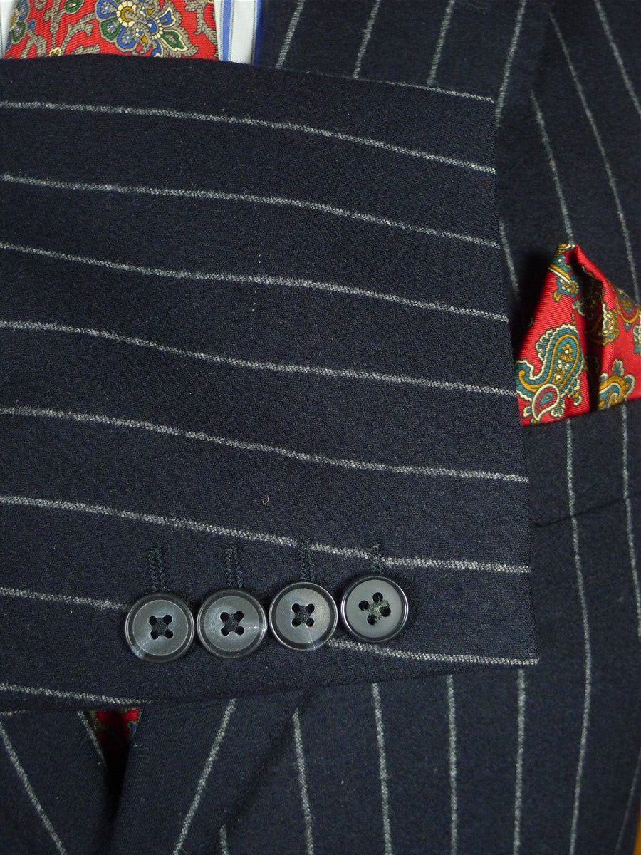 26/0775 near immaculate crombie navy blue chalk-stripe worsted flannel suit 38-39 regular