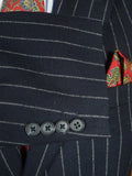 26/0775 near immaculate crombie navy blue chalk-stripe worsted flannel suit 38-39 regular