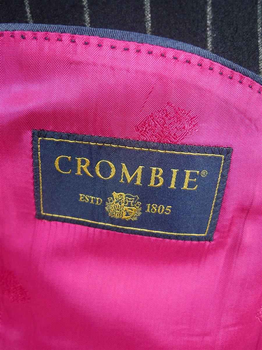 26/0775 near immaculate crombie navy blue chalk-stripe worsted flannel suit 38-39 regular