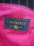 26/0775 near immaculate crombie navy blue chalk-stripe worsted flannel suit 38-39 regular
