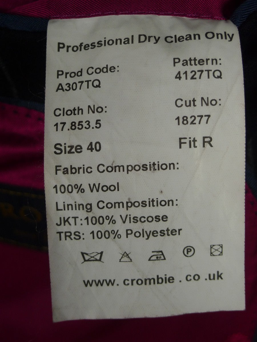 26/0775 near immaculate crombie navy blue chalk-stripe worsted flannel suit 38-39 regular