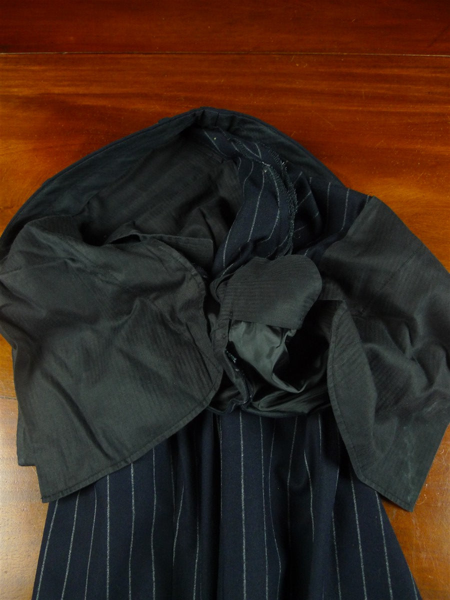 26/0775 near immaculate crombie navy blue chalk-stripe worsted flannel suit 38-39 regular