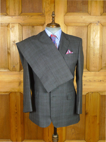 26/0776 immaculate chester barrie grey & blue glen check wool & cashmere suit 40 short
