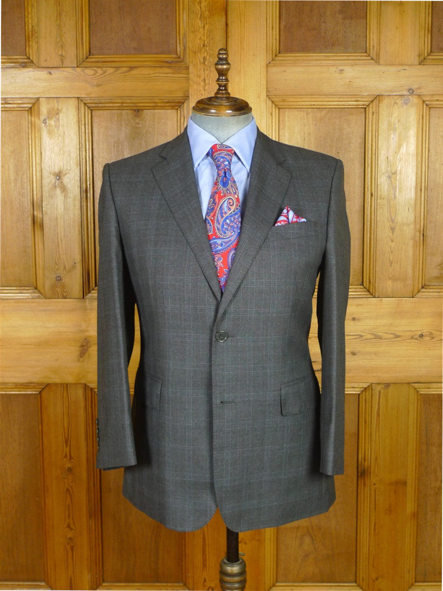 26/0776 immaculate chester barrie grey & blue glen check wool & cashmere suit 40 short