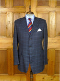 26/0777 immaculate gieves & hawkes savile row silk linen wool blue wp check sports jacket blazer 43-44 long