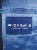 26/0777 immaculate gieves & hawkes savile row silk linen wool blue wp check sports jacket blazer 43-44 long