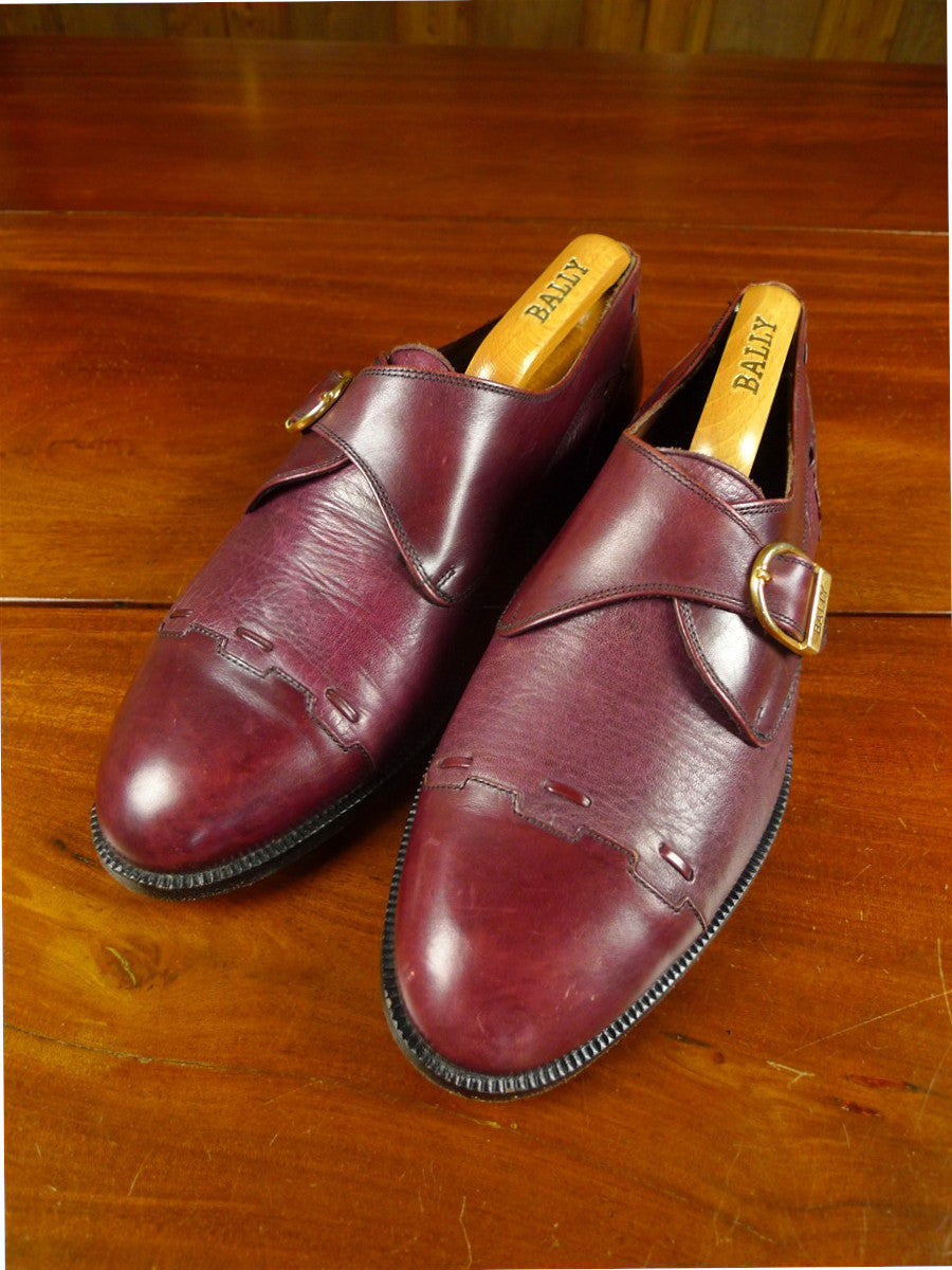 26/0780 near immaculate bally of switzerland mahogany red leather monk strapshoe w/ trees uk 8