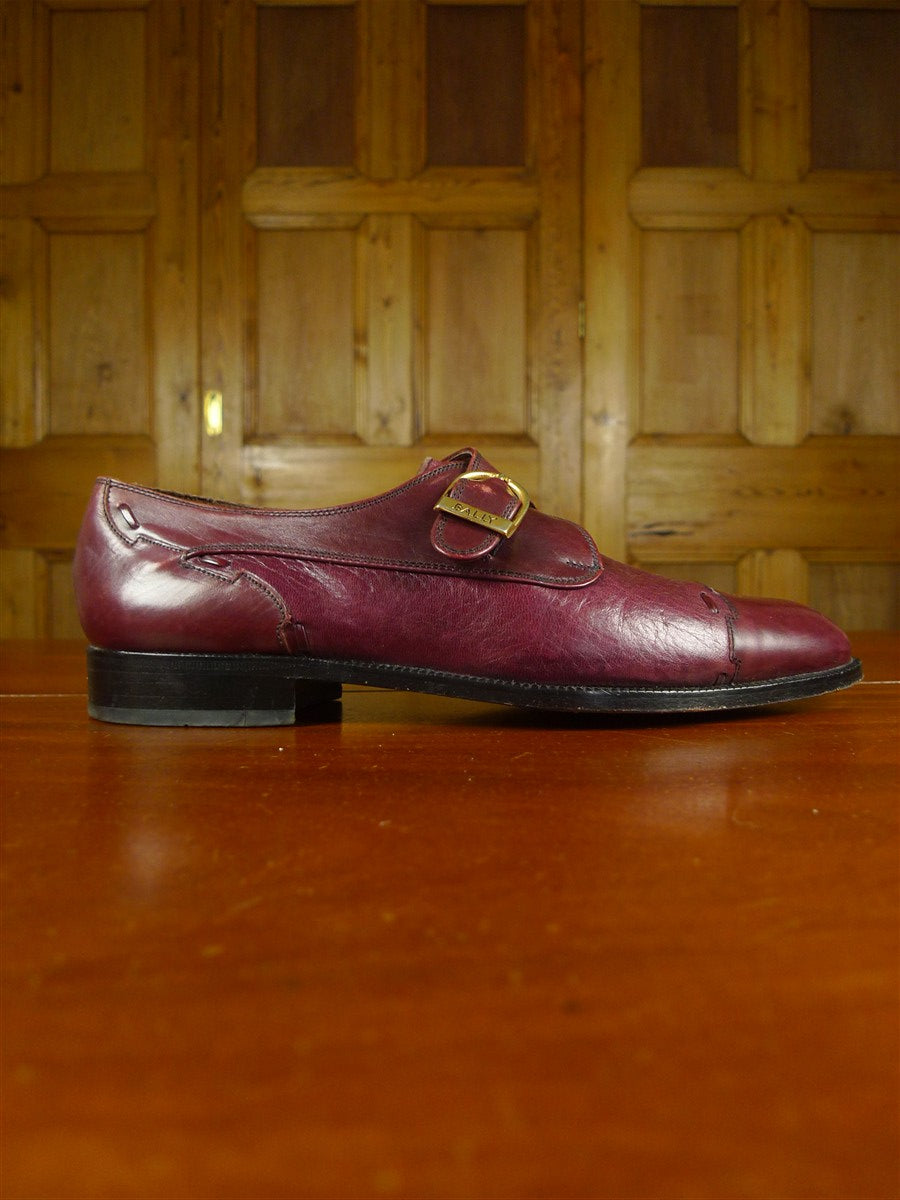 26/0780 near immaculate bally of switzerland mahogany red leather monk strapshoe w/ trees uk 8