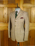 26/0795 superb vintage british thornproof twist brown glen check tweed hacking jacket 38 regular