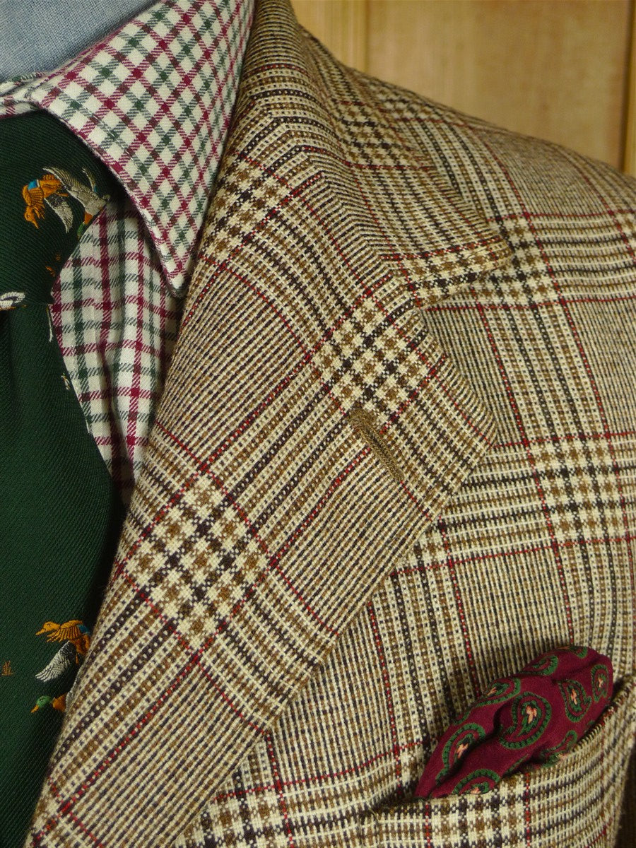 26/0795 superb vintage british thornproof twist brown glen check tweed hacking jacket 38 regular