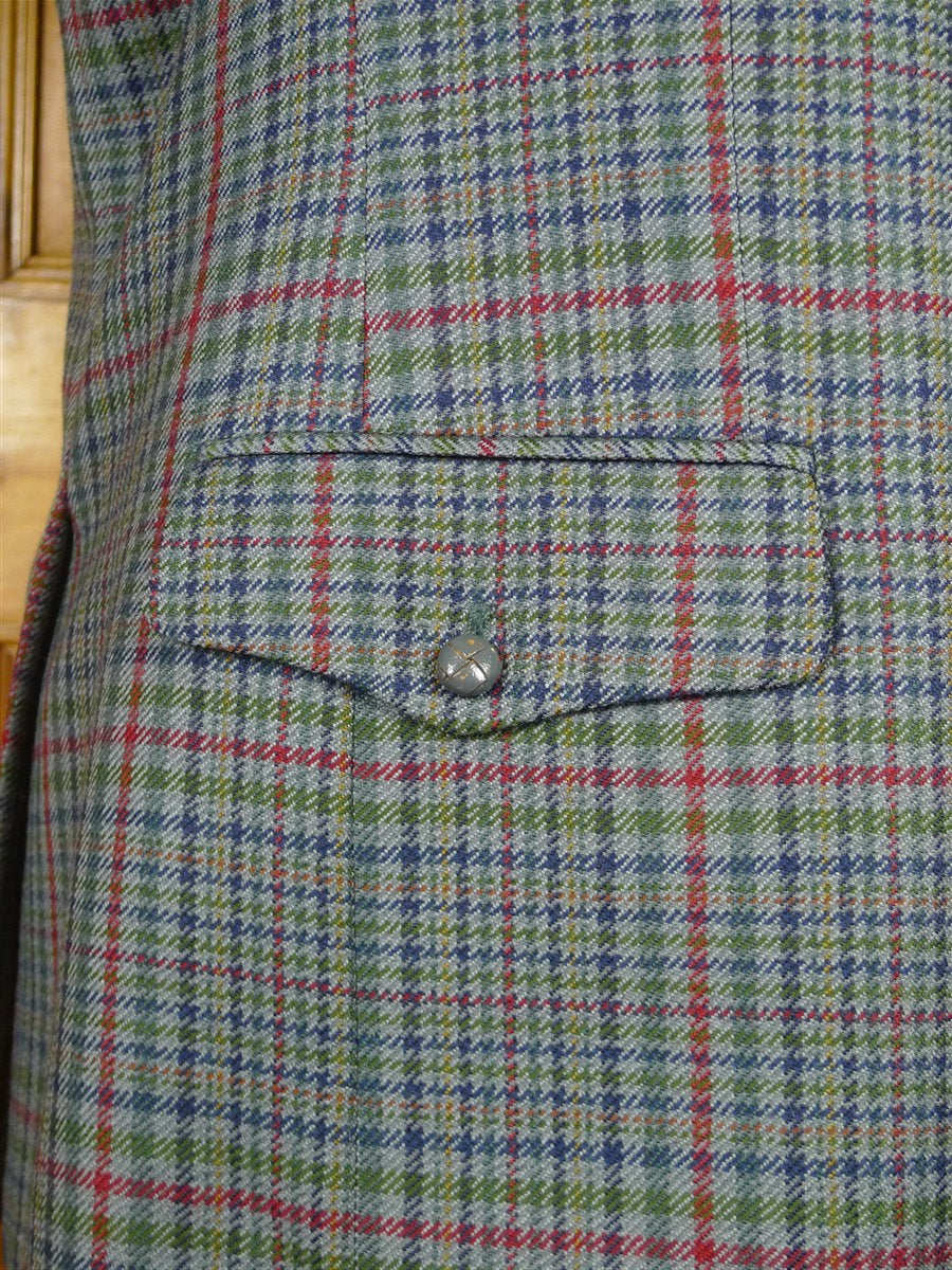 26/0790 immaculate vintage irish blue / green gun check shooting style tweed country sports jacket 46 regular