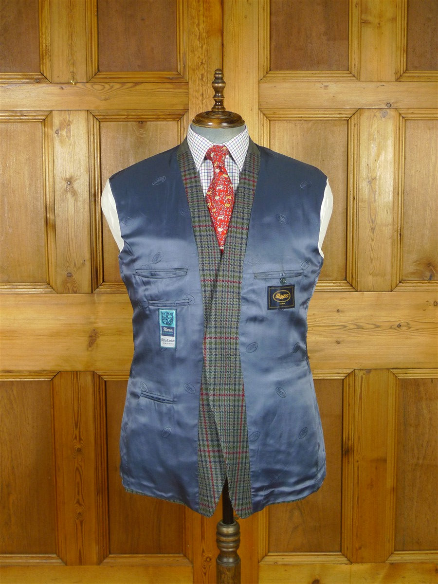 26/0790 immaculate vintage irish blue / green gun check shooting style tweed country sports jacket 46 regular