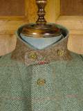 26/0791 vintage bladen supasax green wp check norfolk style tweed country sports jacket w/ belt 43-44 regular
