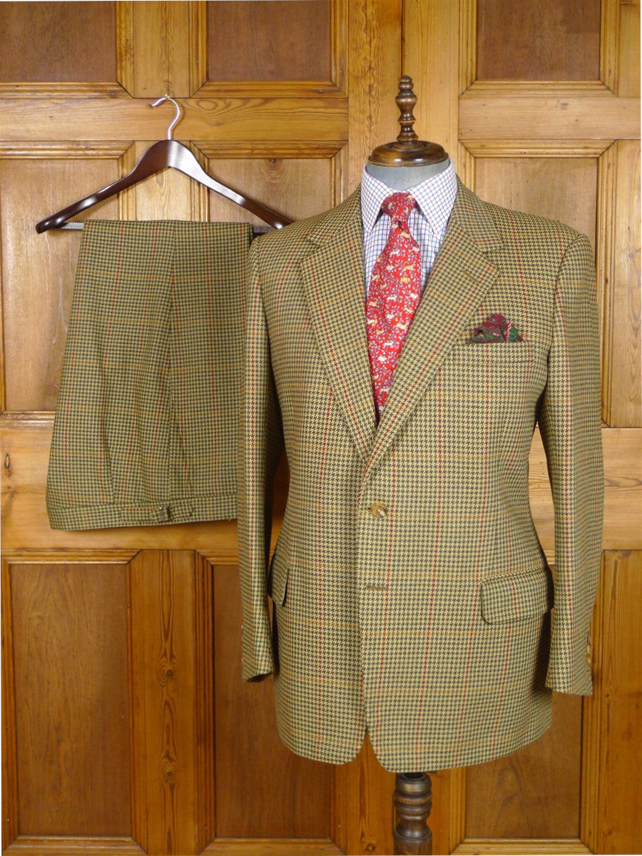 26/0793 immaculate vintage dege savile row bespoke shepherds check tweed country suit 44 regular