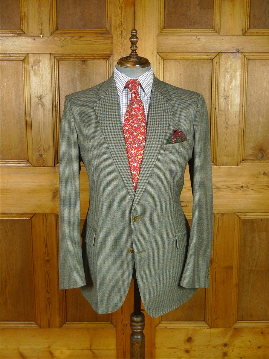 26/0794 vintage irish green puppytooth check wool town & country suit 42-43 long