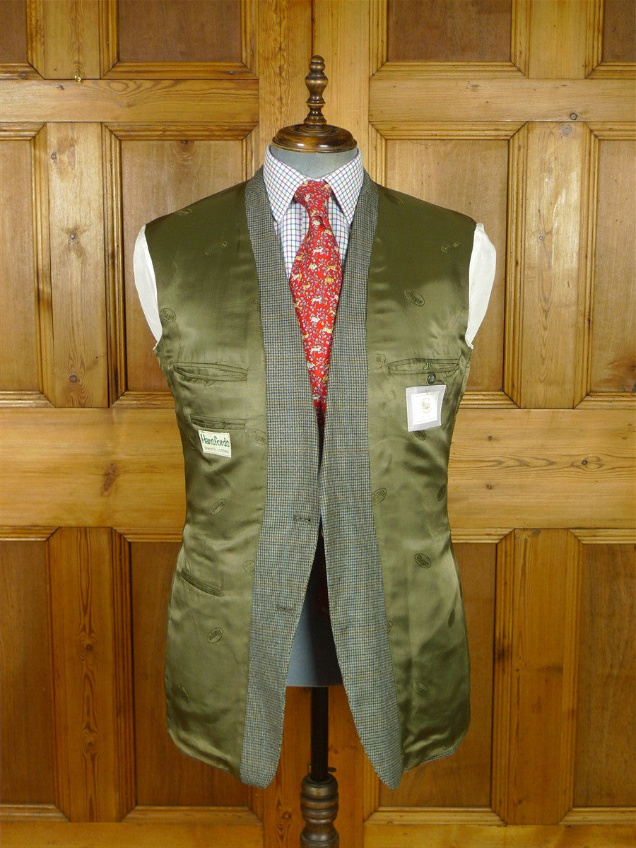 26/0794 vintage irish green puppytooth check wool town & country suit 42-43 long