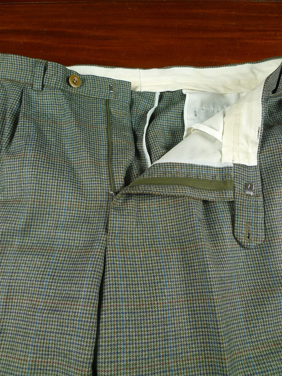 26/0794 vintage irish green puppytooth check wool town & country suit 42-43 long