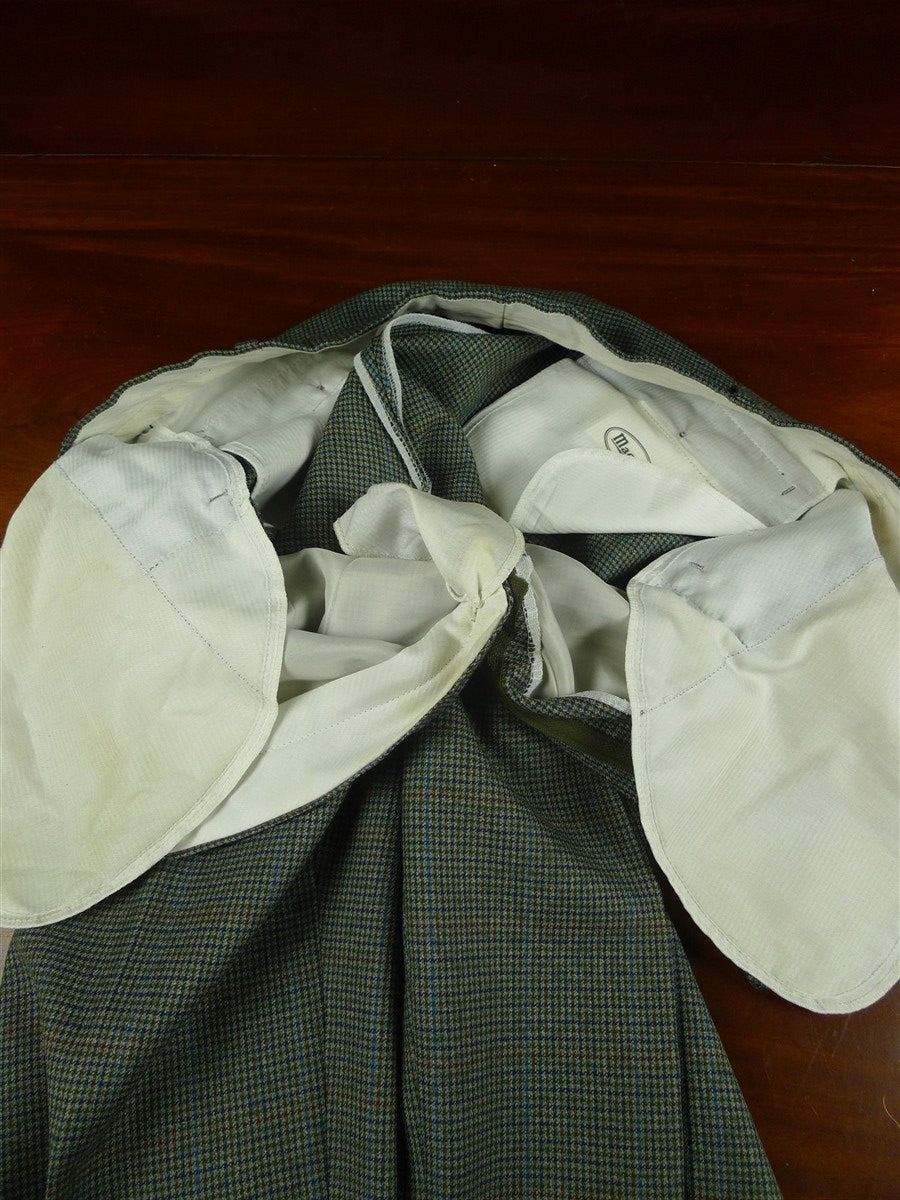 26/0794 vintage irish green puppytooth check wool town & country suit 42-43 long